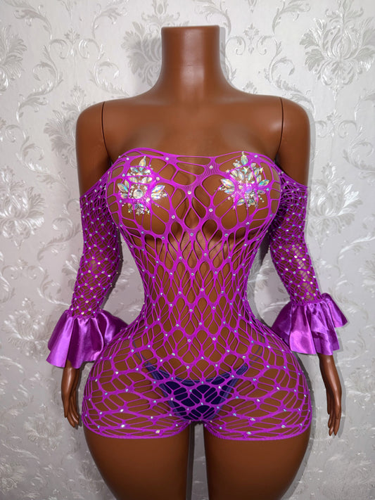 Kayla Fishnet Romper Fits Regular To Plus Size M-XXL