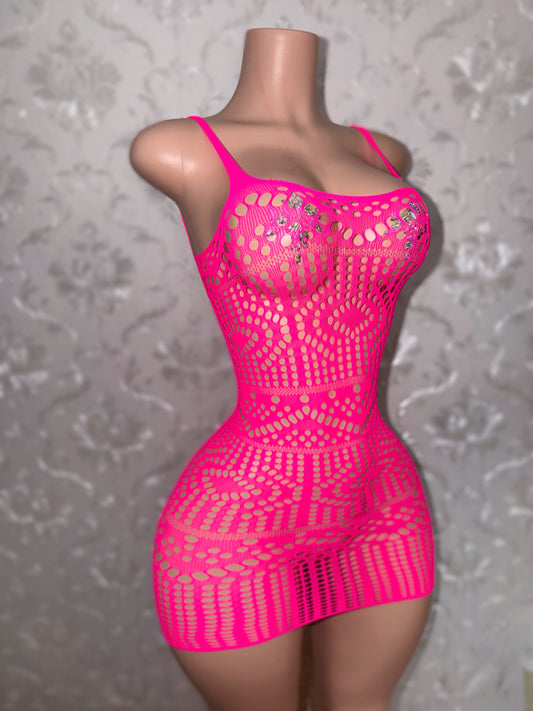 Summerella Geometric Fishnet Tank Dress Fits XS-XL