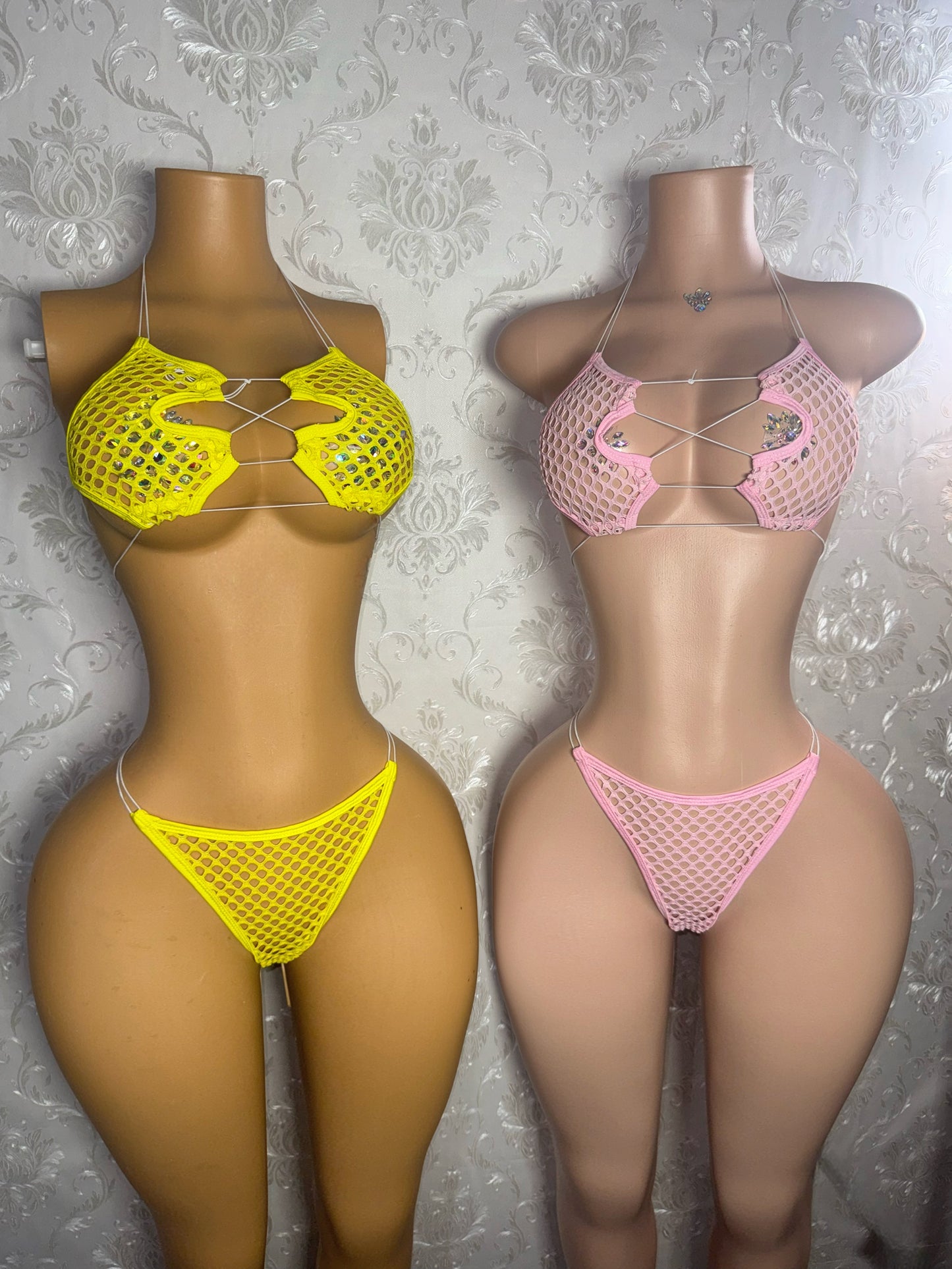 Ravyn — Fishnet Clear Cord 2 Piece Bikini