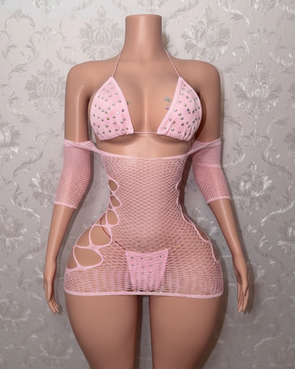 Teyana Fishnet Dress Fits XS-L
