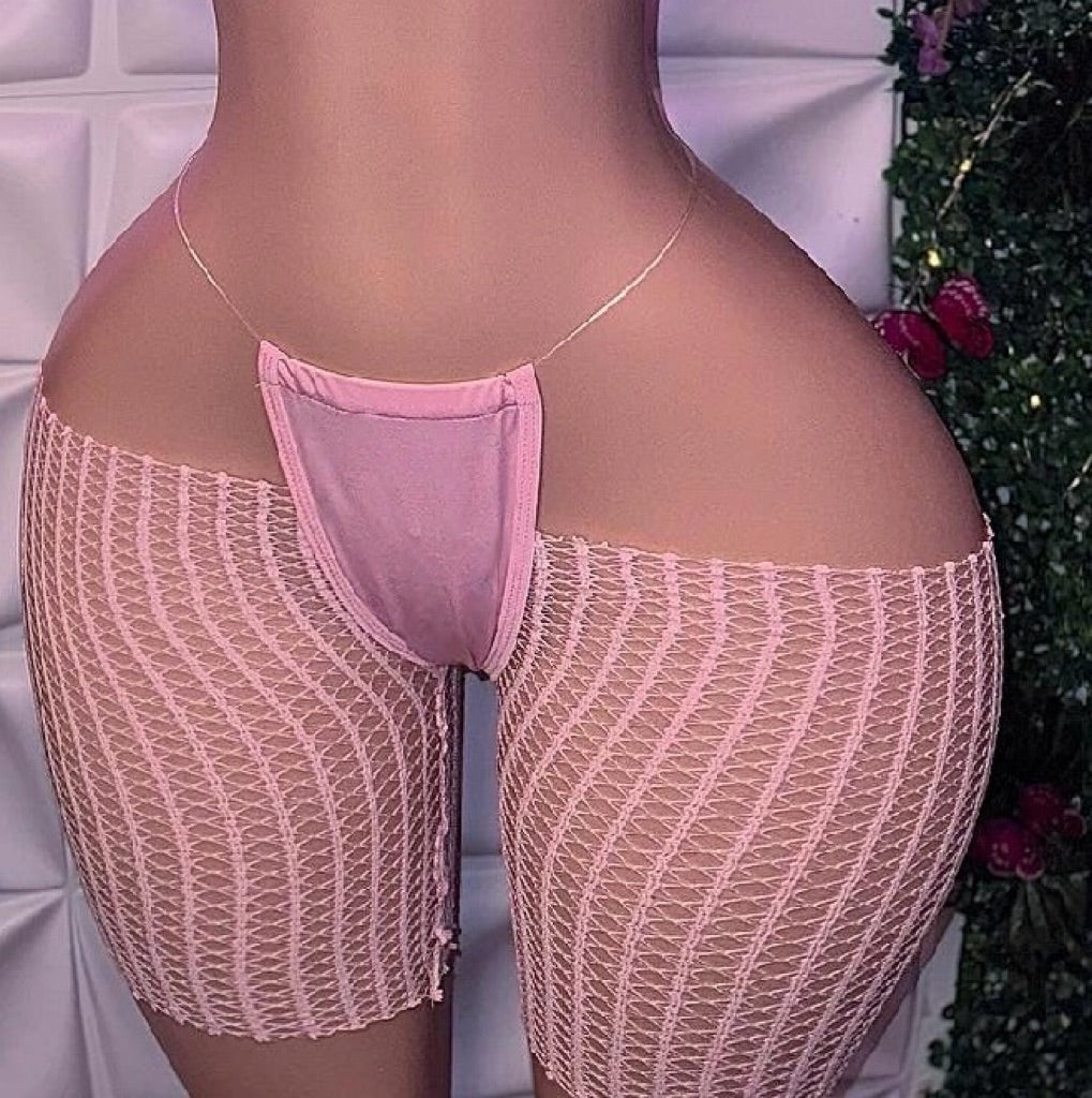 Cutoff Fishnet Shorts Fits XS-XL