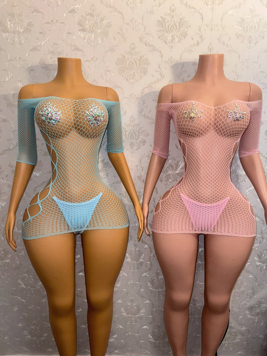 Teyana Fishnet Dress Fits XS-L