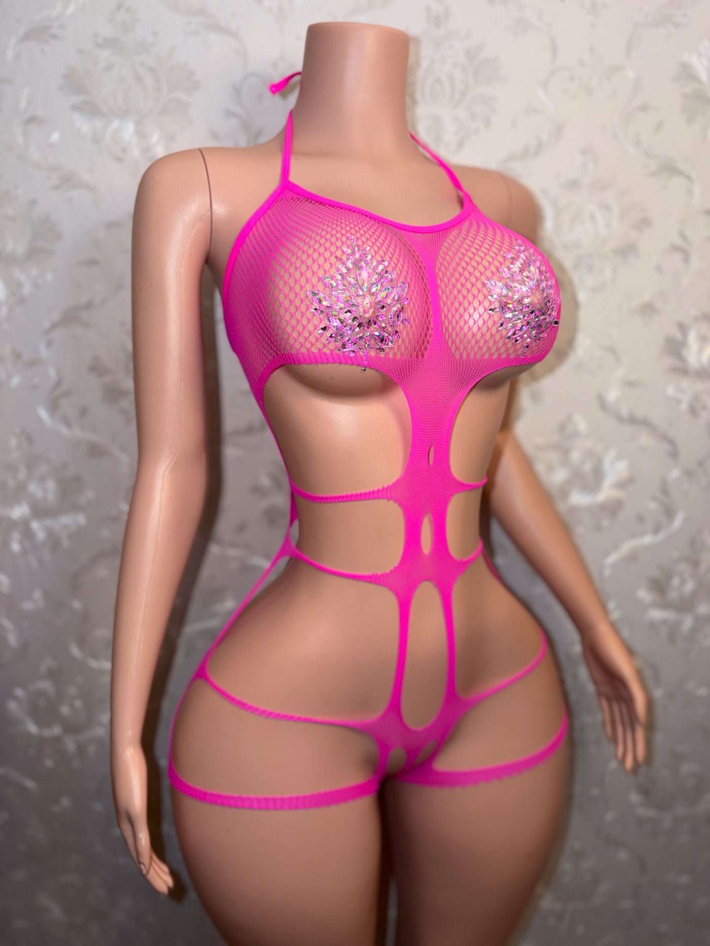 Snatched Fishnet Romper Fits XS-M