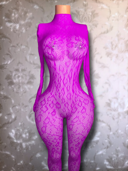 Sherice Cheetah Fishnet Bodystocking Fits All