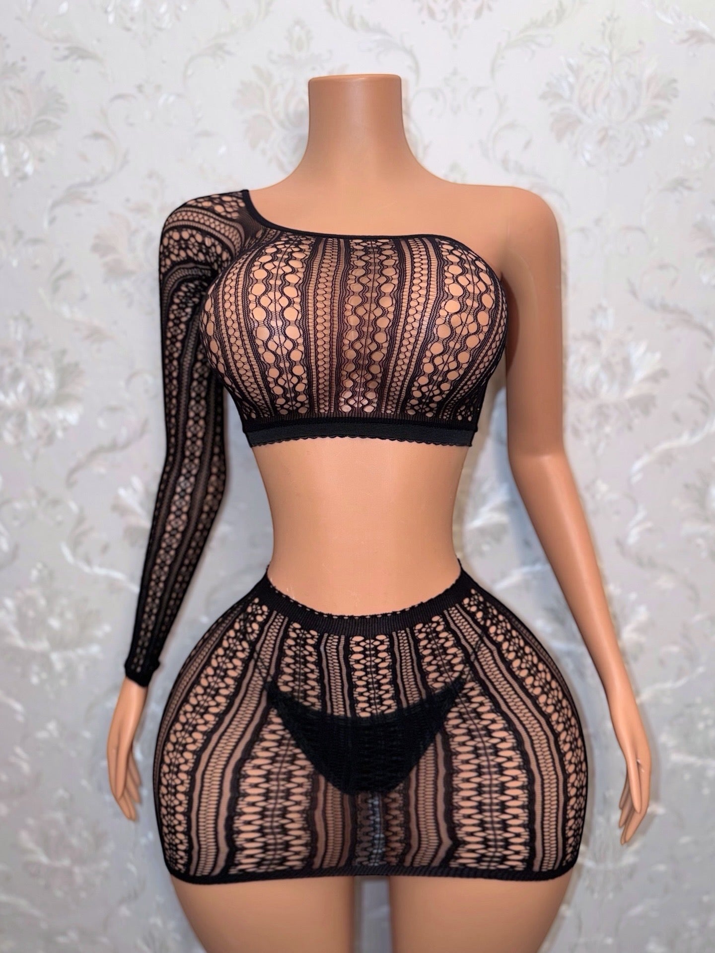 Mandala 3 Piece Fishnet Skirt Set Fits XS-L