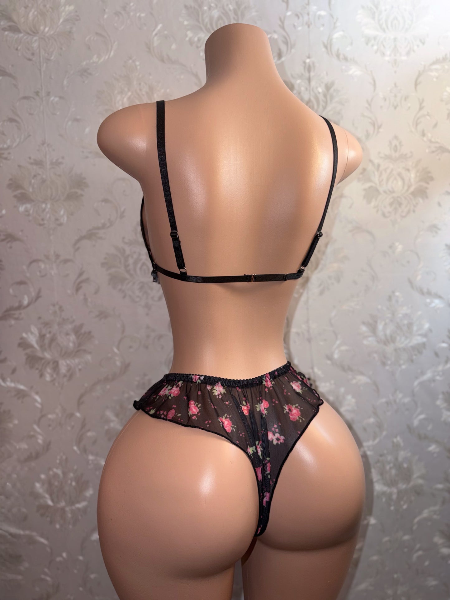 Primrose Ruffle Trim Sheer Mesh Bra and Panty Set