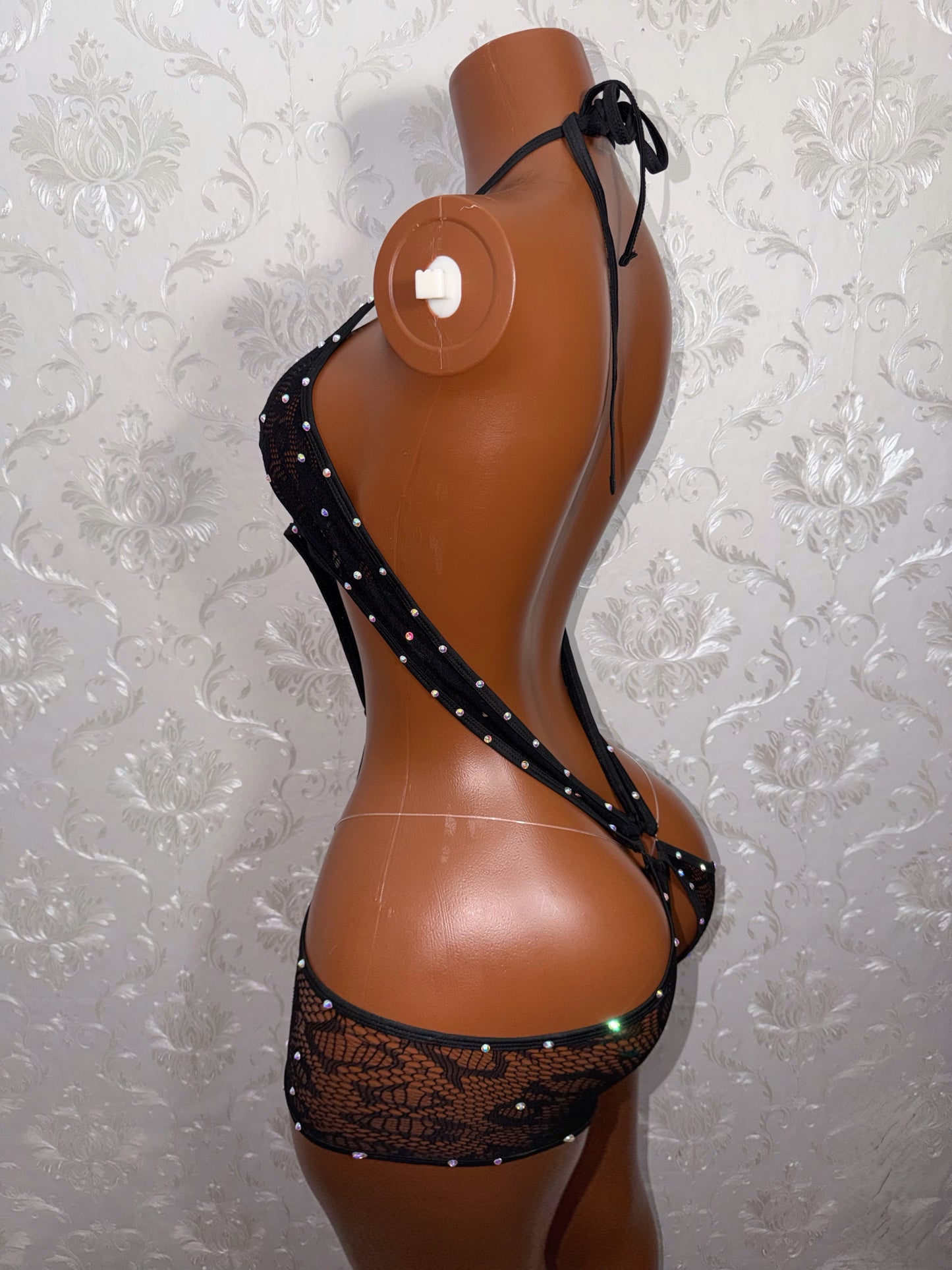 High Maintenance Rhinestone Bumpster Romper Set Fits S-M