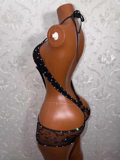 High Maintenance Rhinestone Bumpster Romper Set Fits S-M