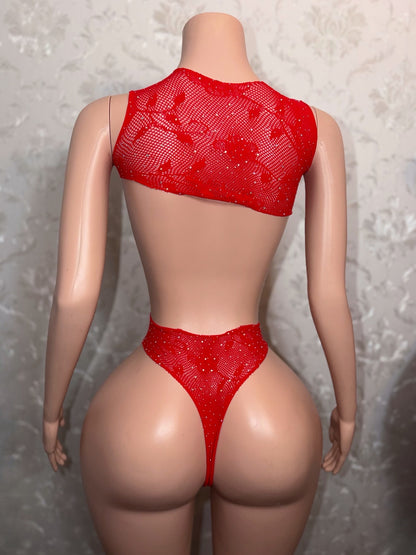 Snowie Bodysuit with Free Glitter Pasties Fits XS-L