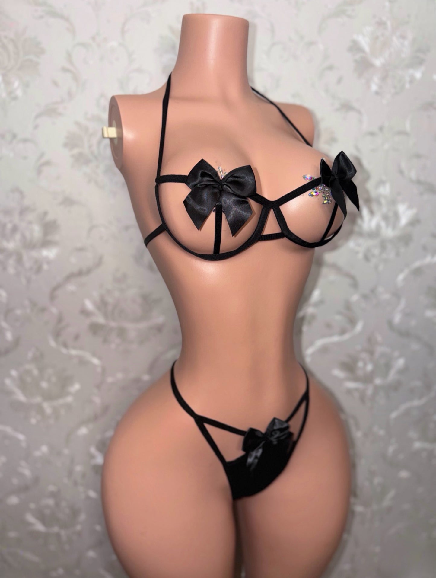 P*ssy Fairy Bra and Thong 2 Piece Set with Bows