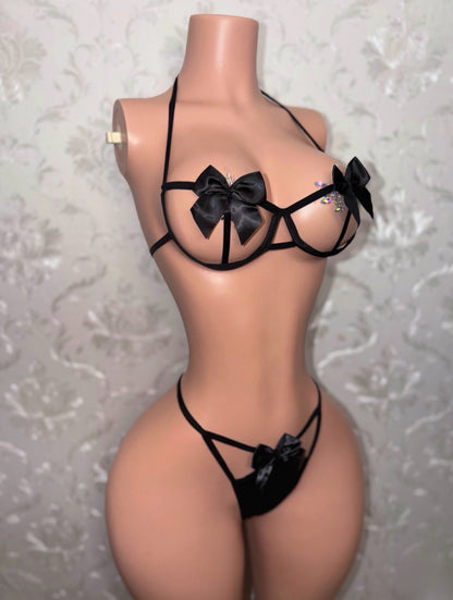 P*ssy Fairy Bra and Thong 2 Piece Set with Bows