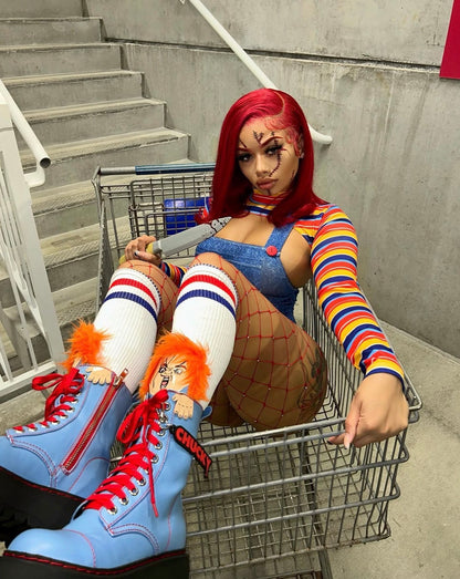 Evil Doll 2 Piece Includes One Piece and Long Sleeve Crop Top