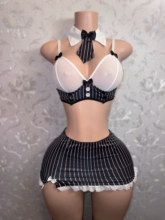 Wednesday Costume Goth Girl 5 Piece Skirt Set
