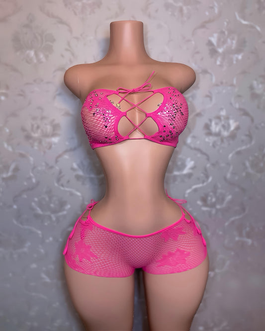 Karisma Low Waisted Net Shorts Set Fits S-XL