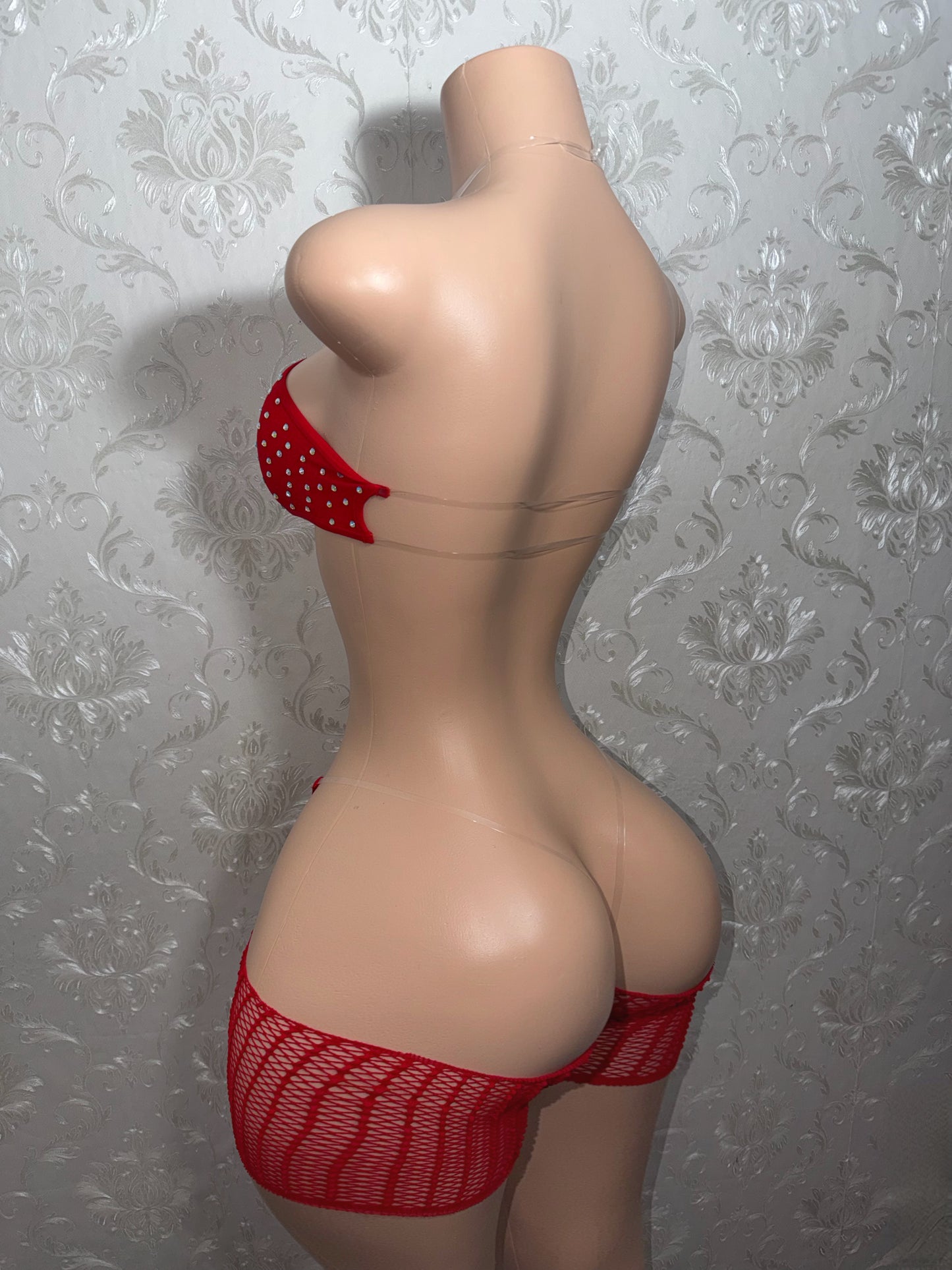 Riyah Diamond Studded Mesh Kini 3 Piece Set