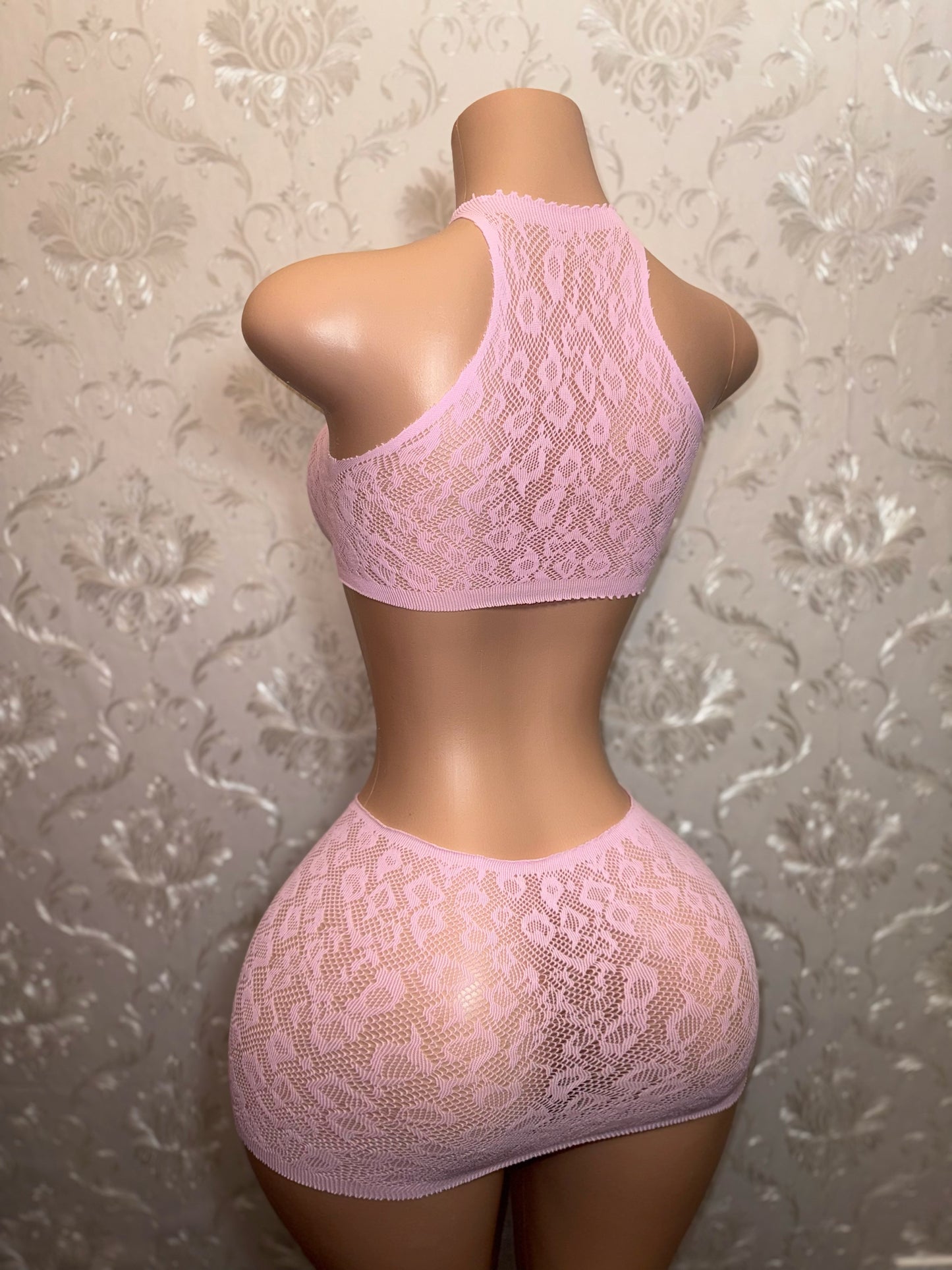 Syn 2 Piece Fishnet Skirt Set Fits XS-L Shorts Set XS-XL