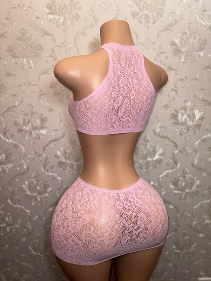Syn 2 Piece Fishnet Skirt Set Fits XS-L Shorts Set XS-XL