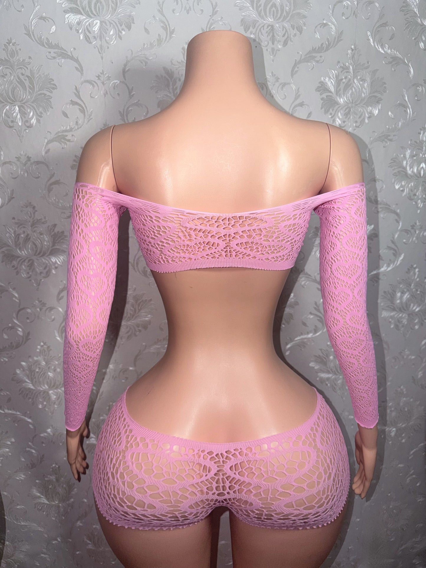 Be Mine Low Rise Fishnet Shorts Set Fits XS-L