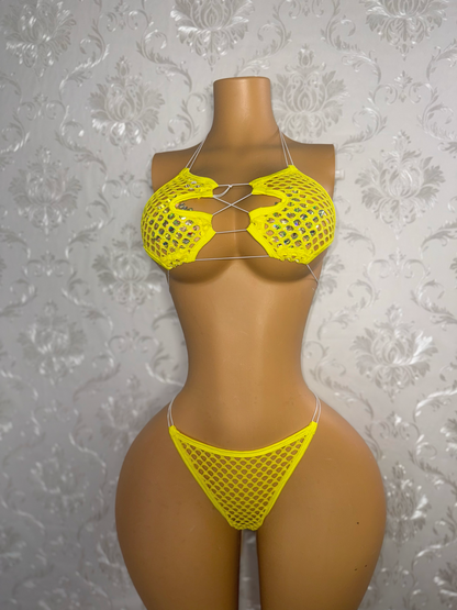 Ravyn — Fishnet Clear Cord 2 Piece Bikini