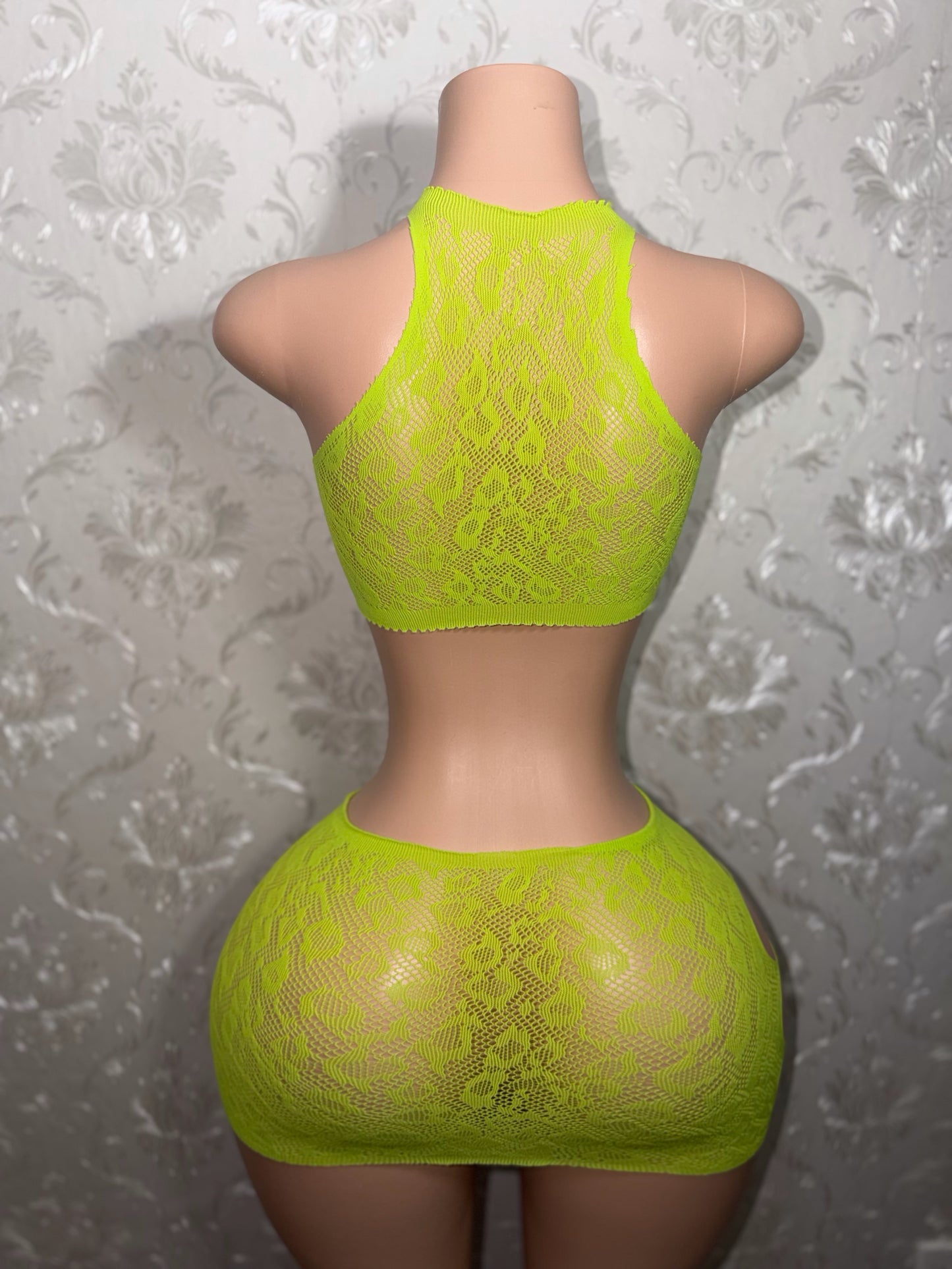 Syn 2 Piece Fishnet Skirt Set Fits XS-L