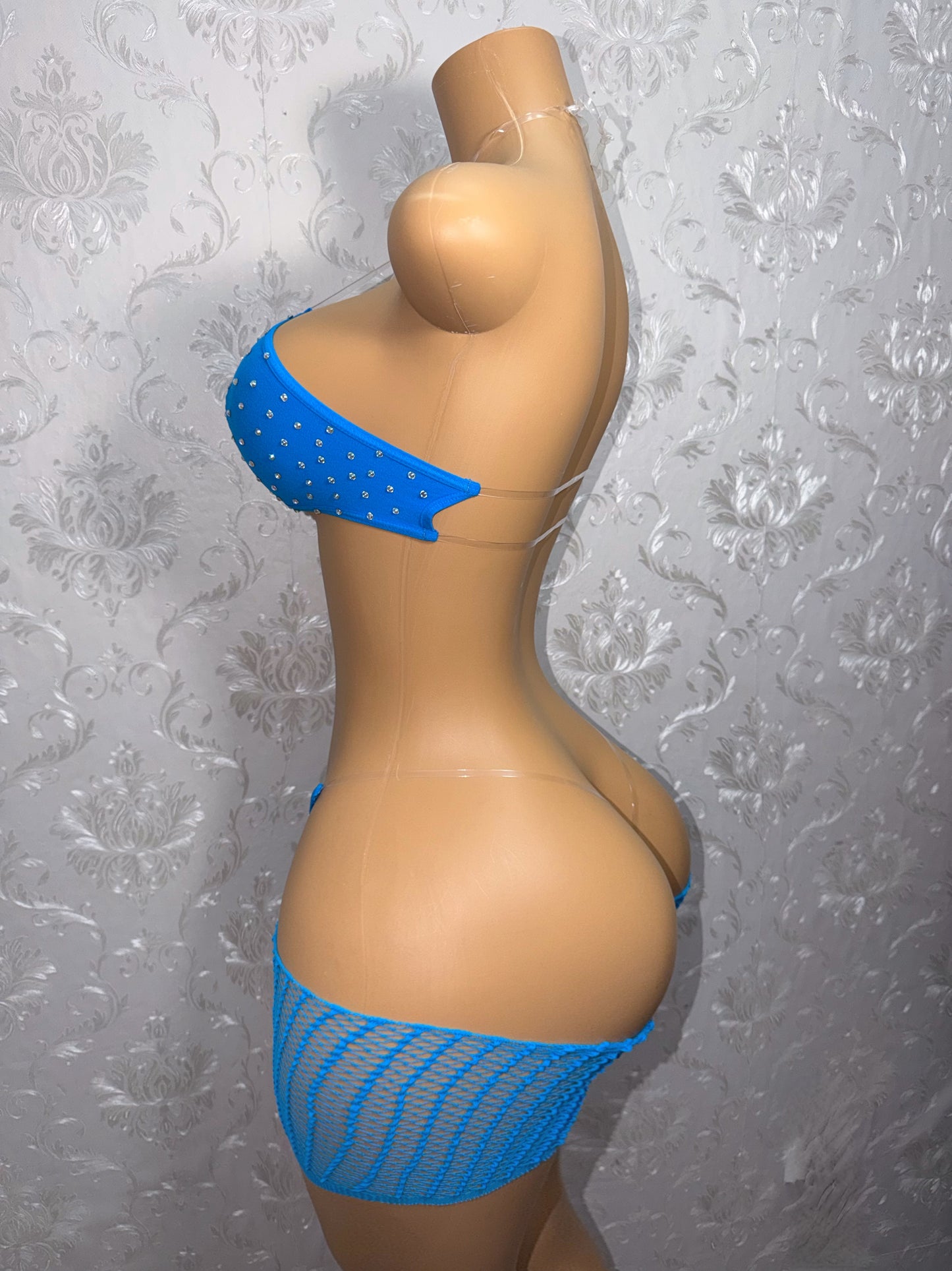 Riyah Diamond Studded Mesh Kini 3 Piece Set