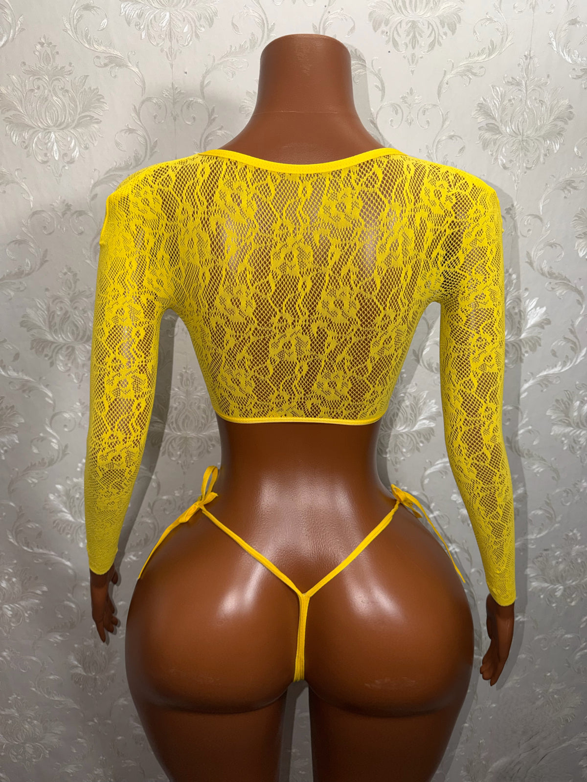 Venus Fishnet 2 Piece Long Sleeve Top and Thong Fits S-XL