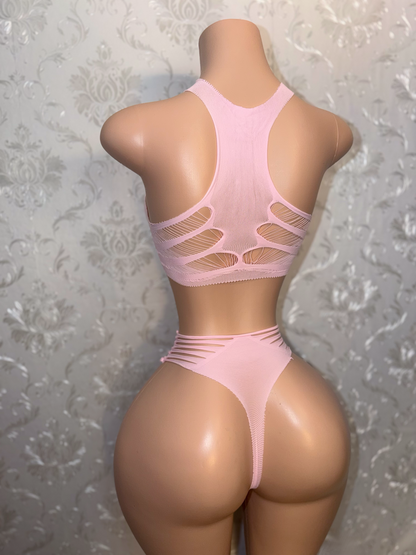 Misty 2 Piece Mesh Bra and Thong Set Fits XS-L