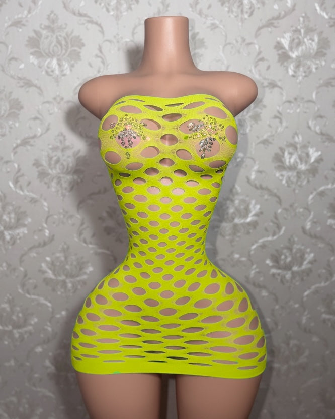 Money Maker Fishnet Dress Fits XS-XL
