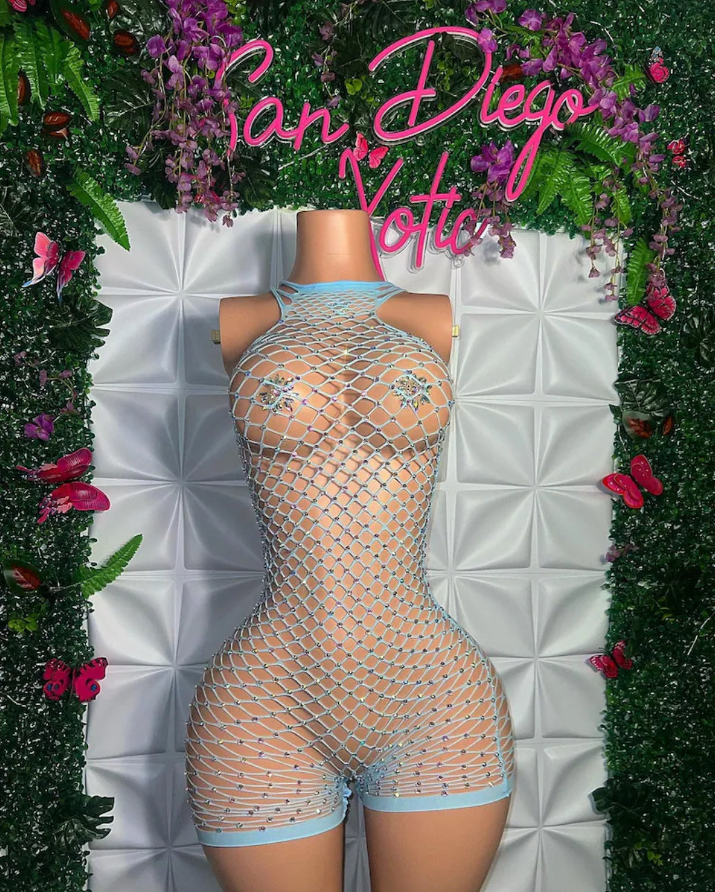 BODY 2 — Diamond Fishnet Romper & Dress Fits XXS-M