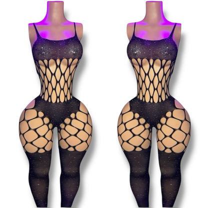 Wynter Bedazzled Fishnet Jumpsuit Fits XS-L