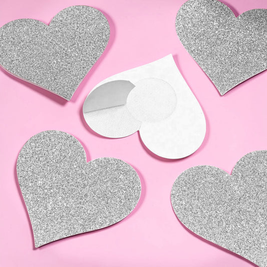 Glitter Pasties Silver Heart