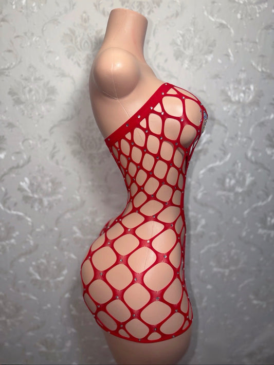 Bossy Cut Out Fishnet Romper Fits XS-L