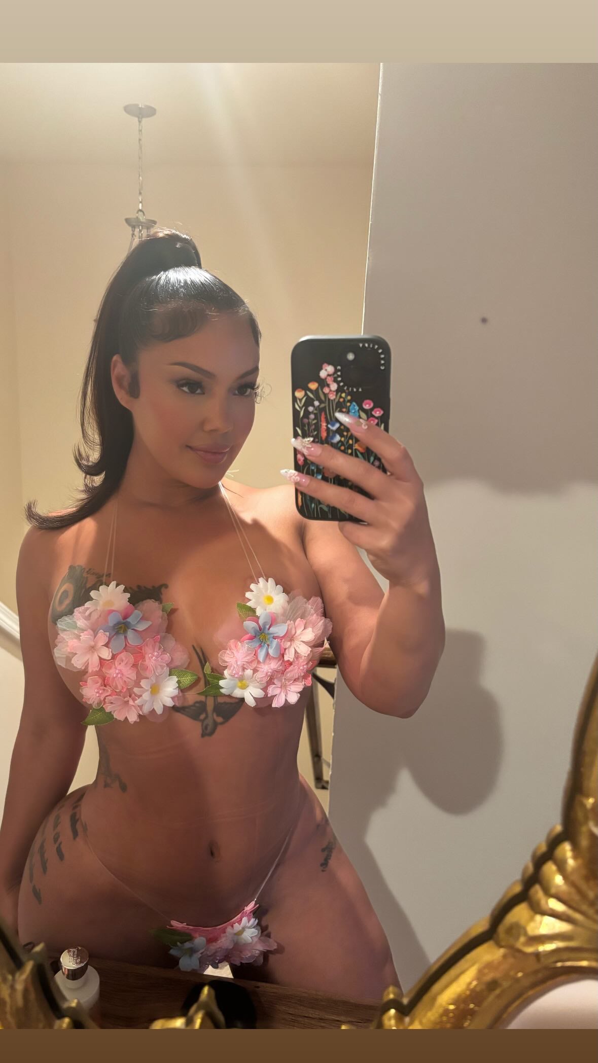 Garden Nymph 3D Flowers Bikini Optional Fishnets [Custom 1 of A Kind Remakes Only]