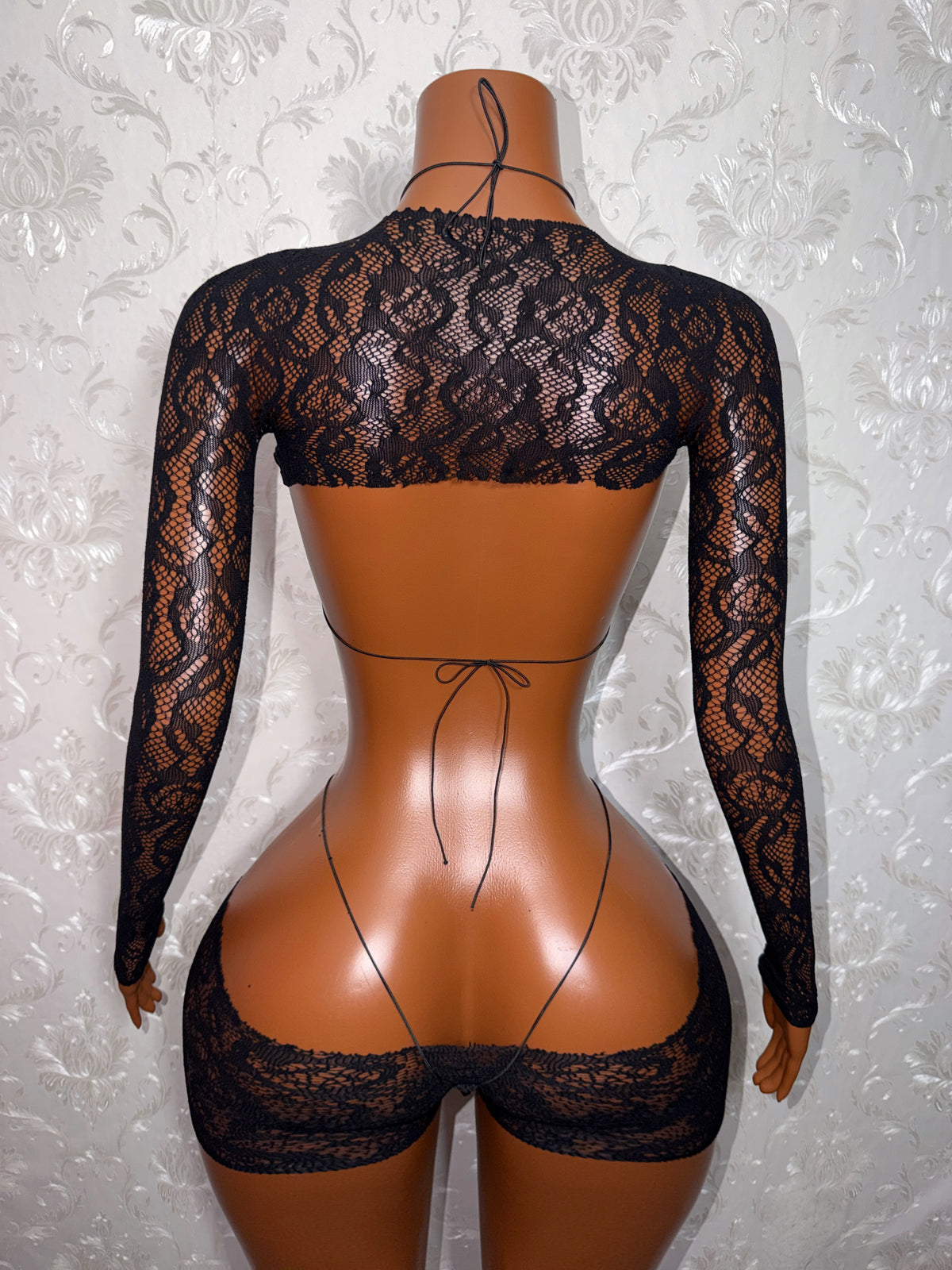 Suriyah Fishnet Cutoff Shorts Bikini and Shrug 4 Piece Set Fits XS-L