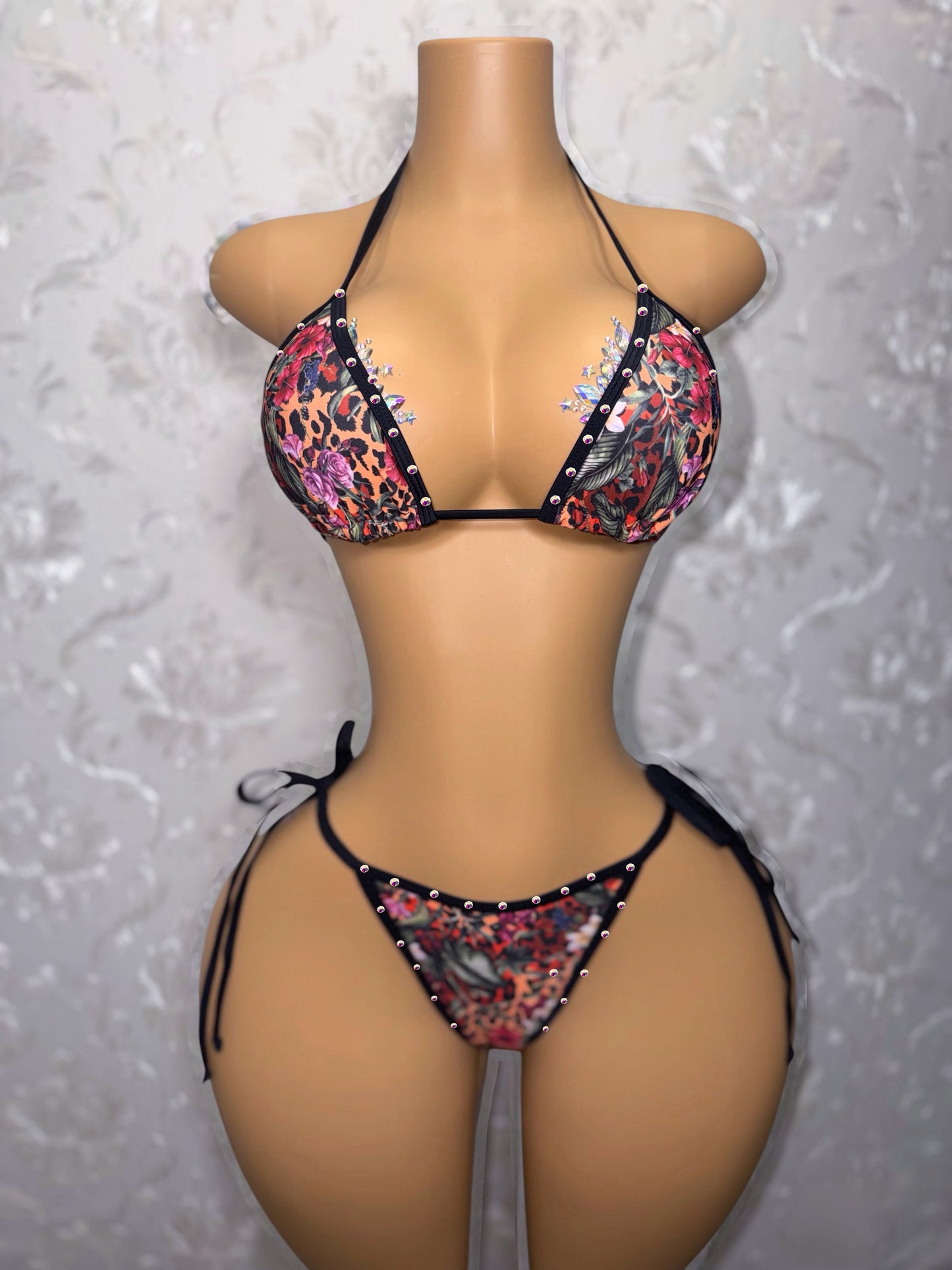 Forbidden Fruit Leopard Floral Bikini With Sarong