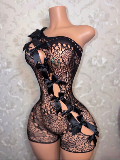 Jaidyn with Bows a Asymmetrical Romper Fits XS-XL