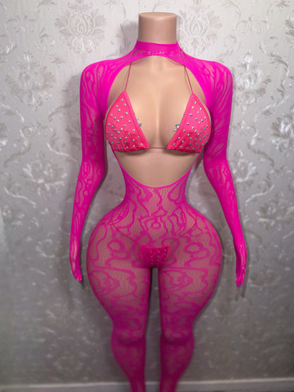 Queen of the Amazon Fishnet Jumpsuit and Martina Bikini Set XS-L