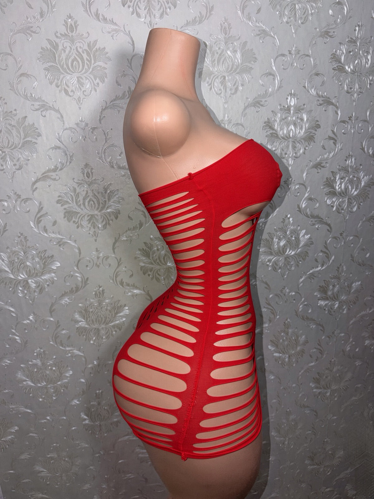 Monique Slit Fishnet Dress Fits XS-XL