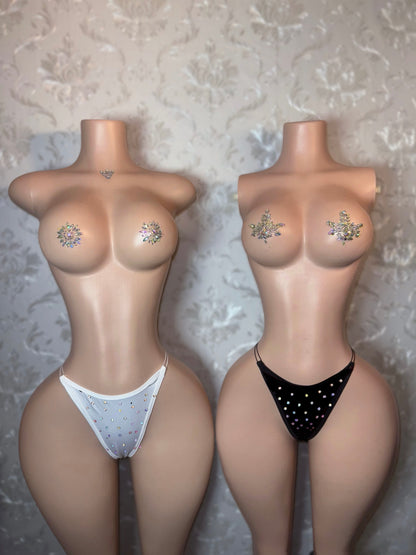 Corded Thong Optional Rhinestones 1 Piece Single One Size XS-XL