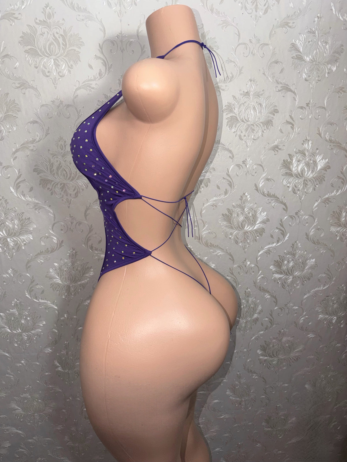 Harlie Lilac Two Tone One Piece Optional Cutoff Fishnets Fits S-L