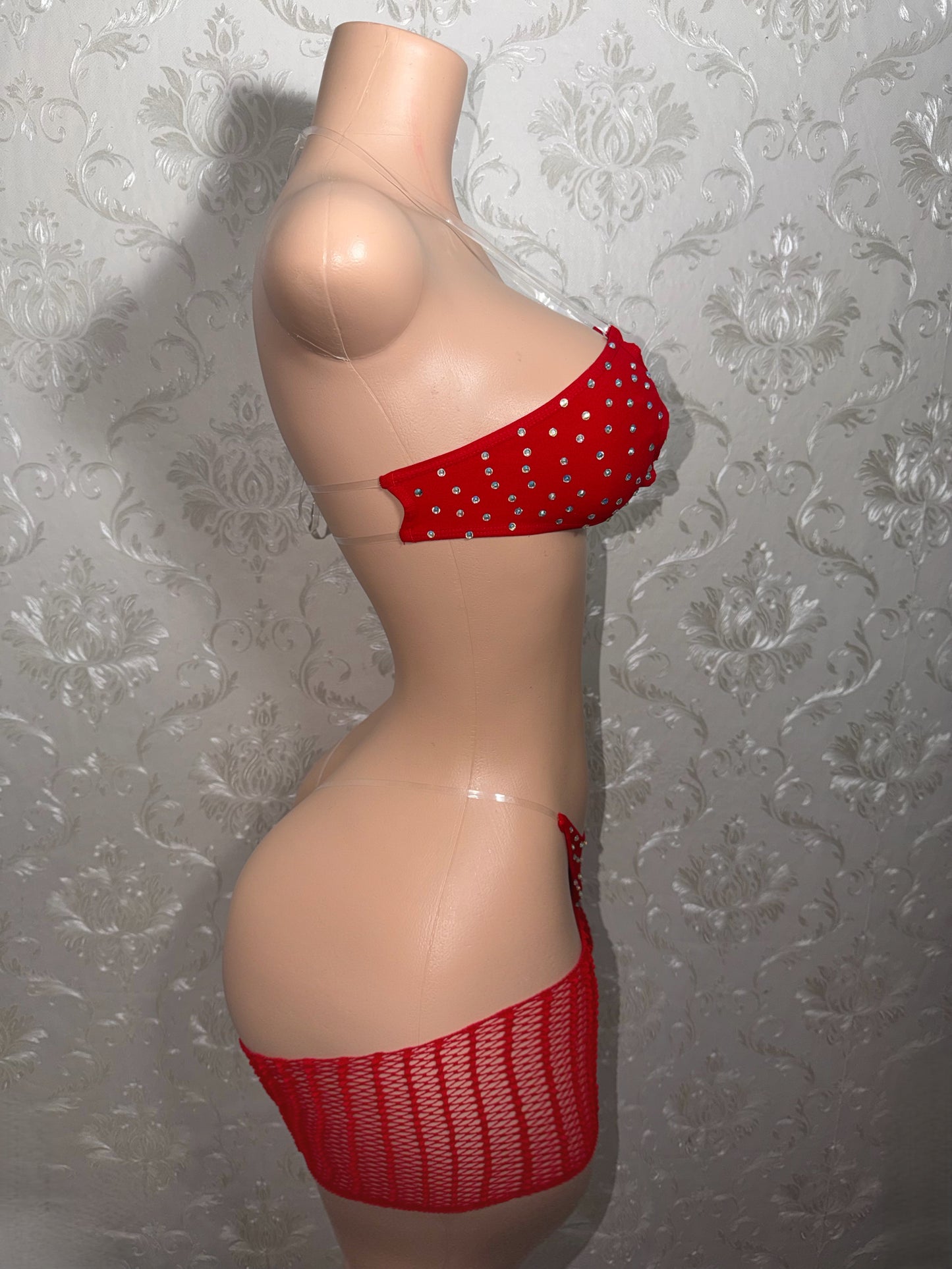 Riyah Diamond Studded Mesh Kini 3 Piece Set