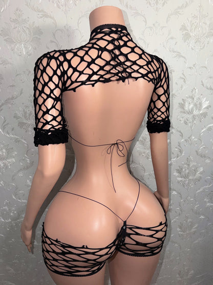 Heat Wave Custom Bikini & Fishnet 4 Piece Set [Made To Order]