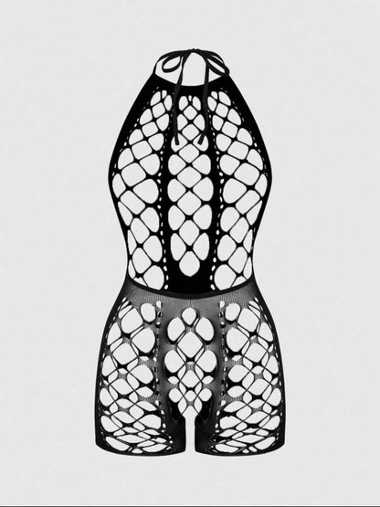 Giana Rhinestone Fishnet Romper Fits XS-L