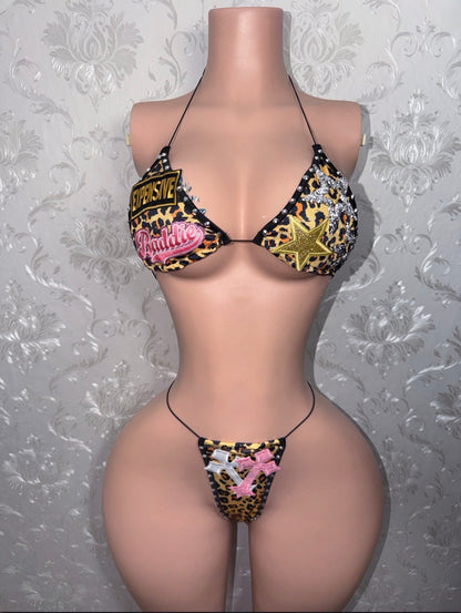 Expensive Baddie Custom 4 Piece Bikini & Fishnet Set Fits XS-XL