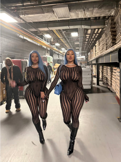 Sevyn Fishnet Jumpsuit Fits XS-L