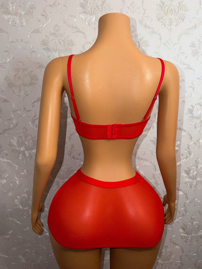 Put A Bow On It Fur Trim Skirt Set