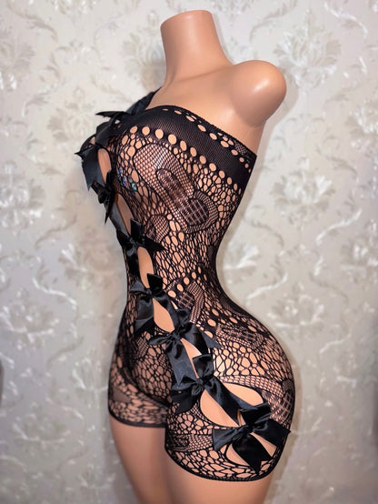 Jaidyn with Bows a Asymmetrical Romper Fits XS-XL