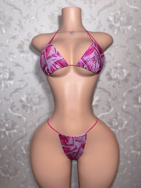 Money Piece — CREAM Collection Holographic and Metallic Money Print Bikini