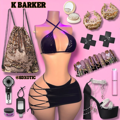 Kourtney Barker — 3 Piece Bikini Side Tie Skirt Set