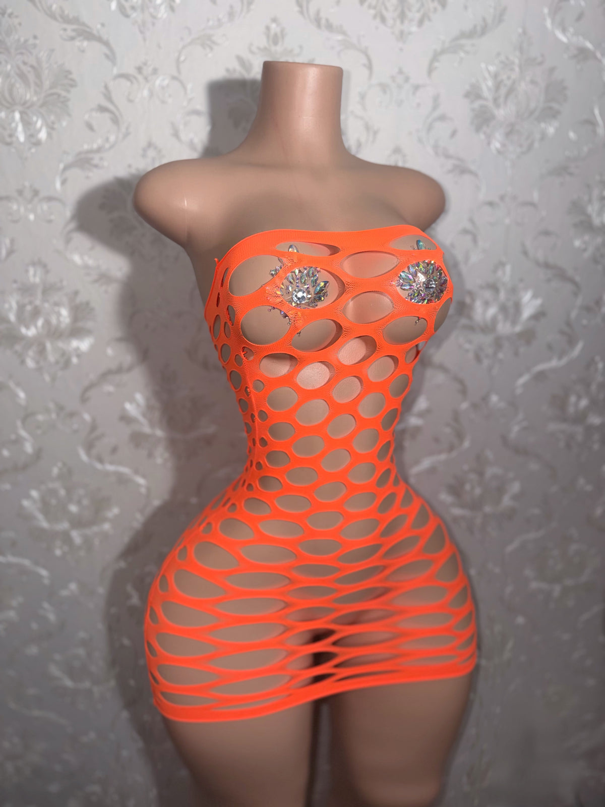 Money Maker Fishnet Dress Fits XS-XL